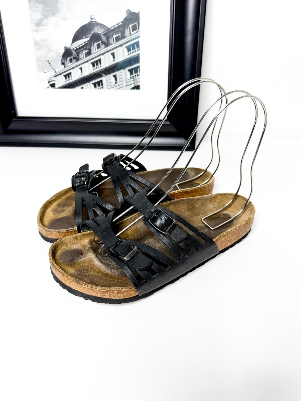 Birkenstock Granada Black Leather Cutout Sandals Women’s EU 38
